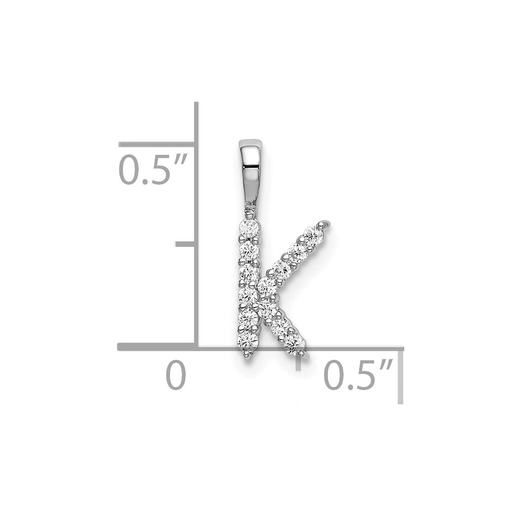 LGWP 14k White Gold 1/8 carat Lab Grown Diamond VS/SI+ G+ Complete Letter K Initial Pendant