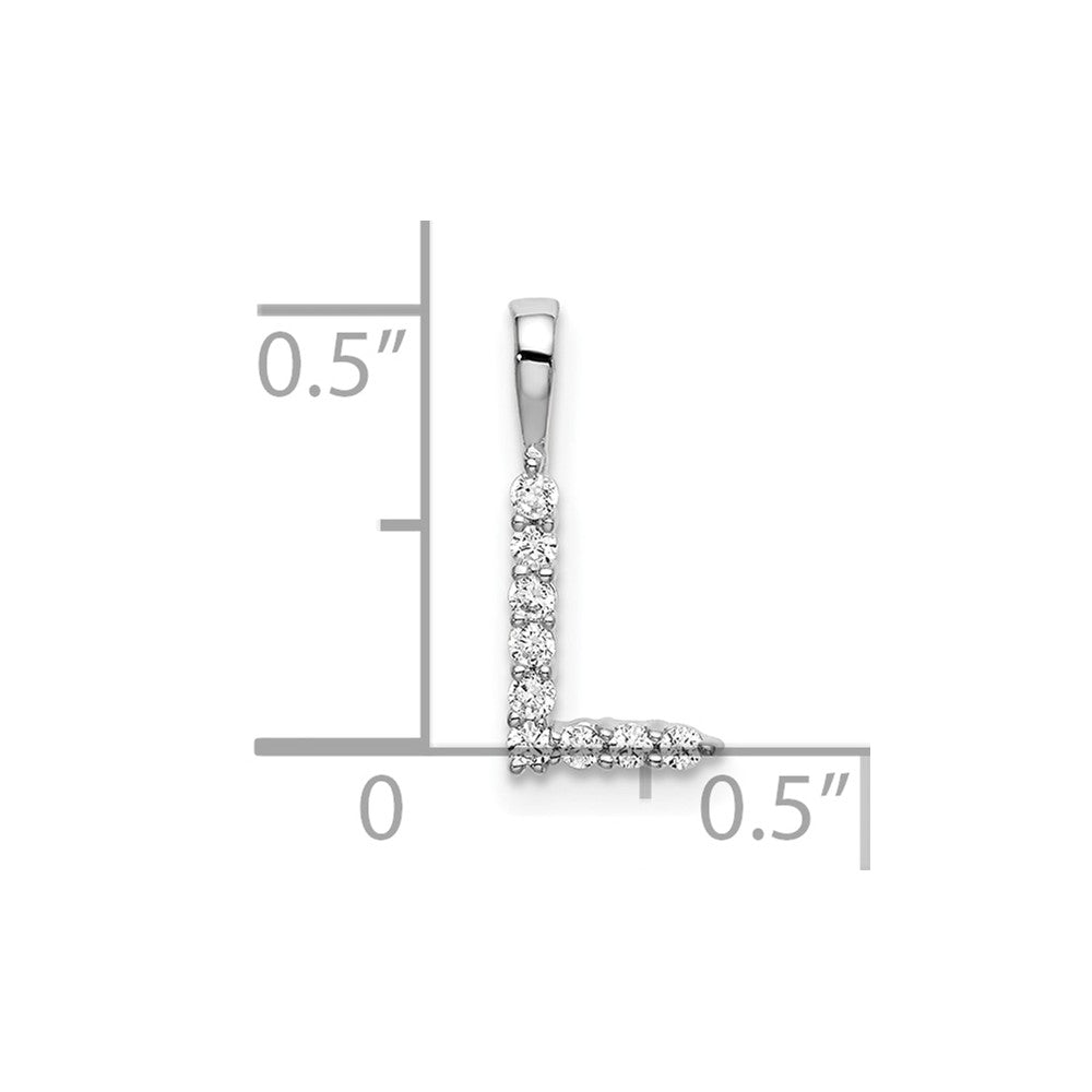 LGWP 14k White Gold 1/10 carat Lab Grown Diamond VS/SI+ G+ Complete Letter L Initial Pendant