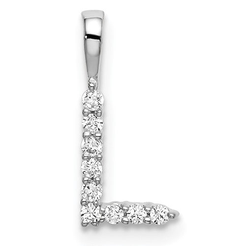 LGWP 14k White Gold 1/10 carat Lab Grown Diamond VS/SI+ G+ Complete Letter L Initial Pendant