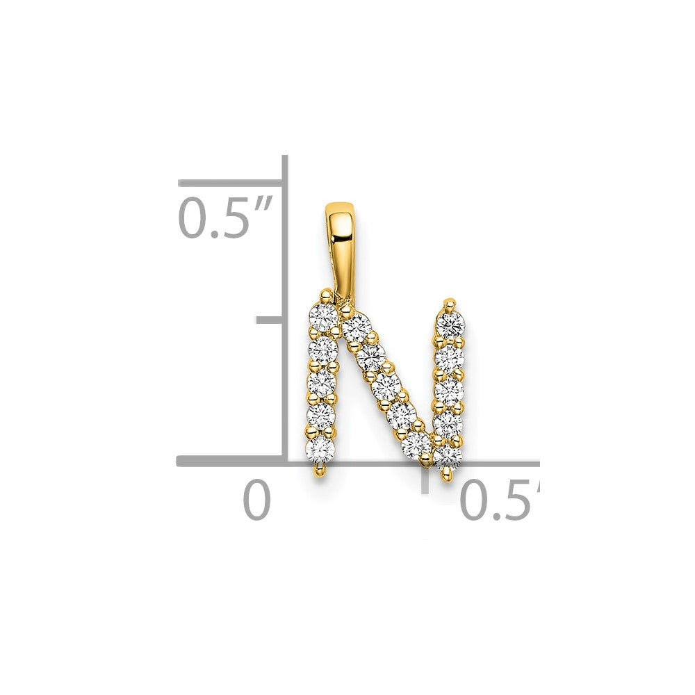 LGGI 14k 1/6 carat Lab Grown Diamond VS/SI+ G+ Complete Letter N Initial Pendant
