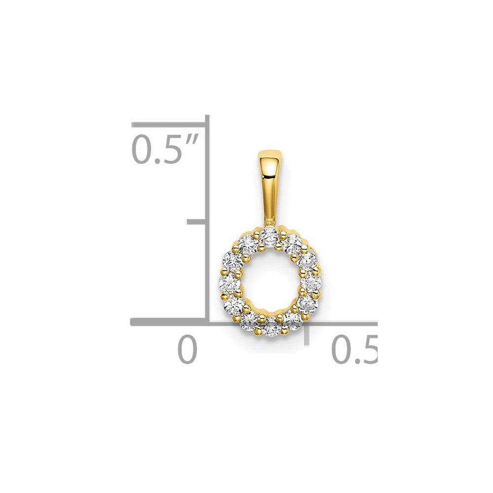LGGI 14k 1/8 carat Lab Grown Diamond VS/SI+ G+ Complete Letter O Intitial Pendant