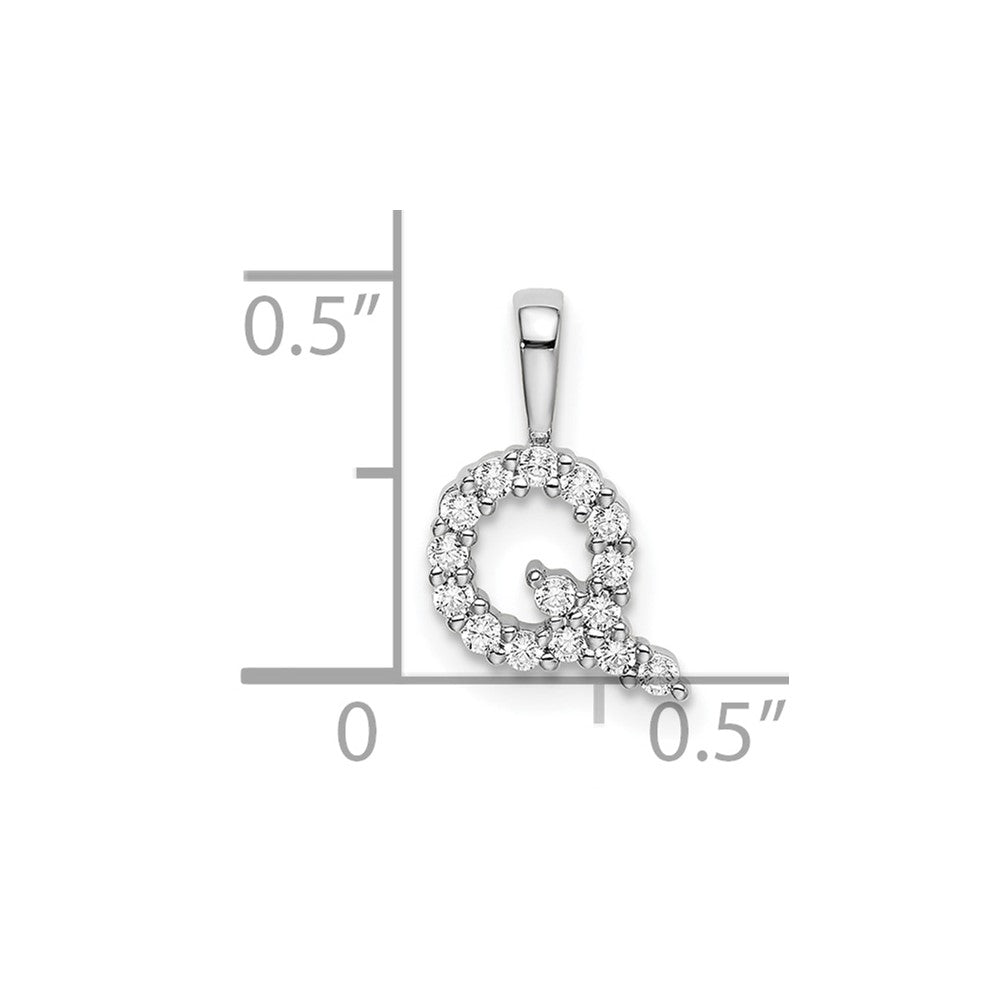 LGWP 14k White Gold 1/6 carat Lab Grown Diamond VS/SI+ G+ Complete Letter Q Initial Pendant