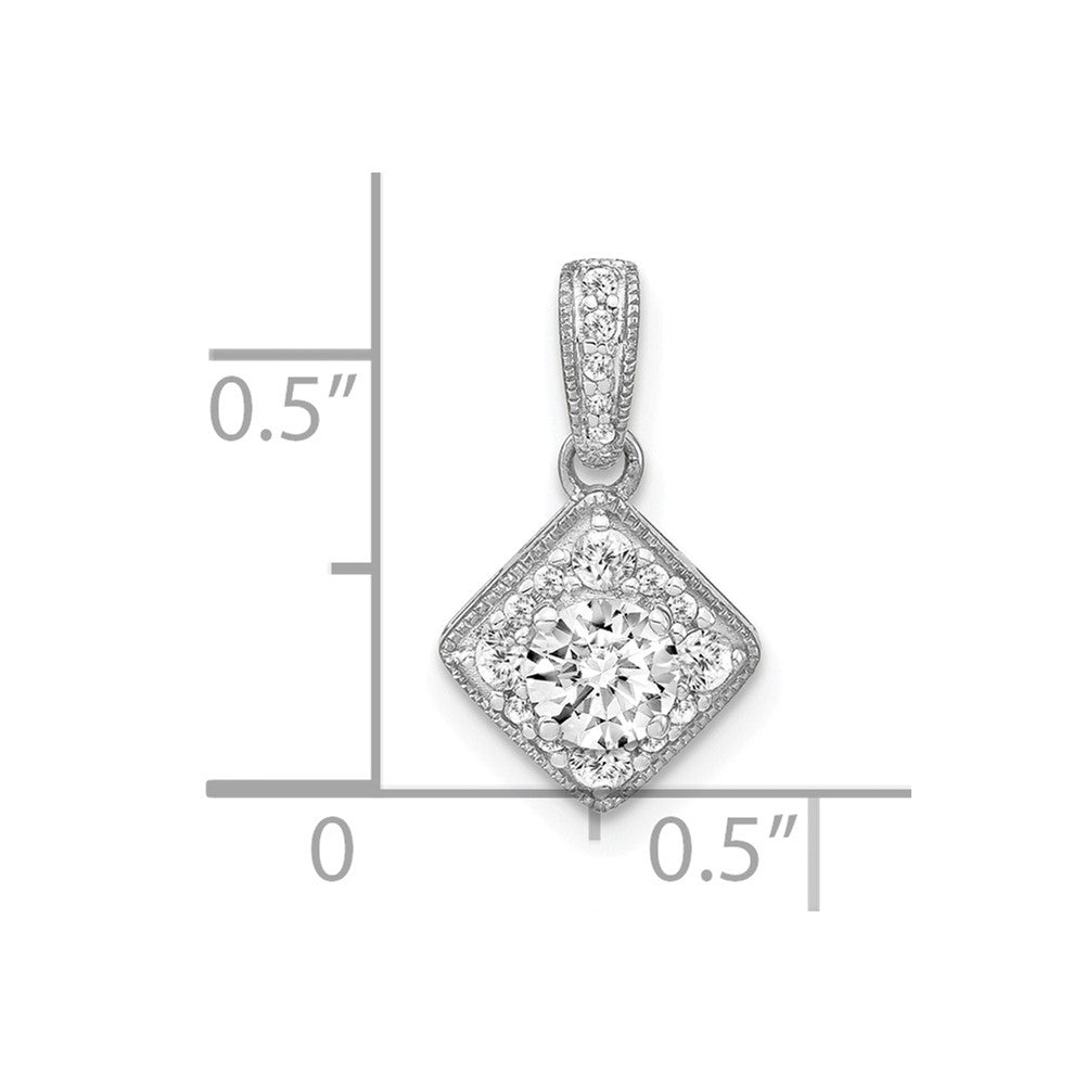 LGWP 14k White Gold 1/2 carat Lab Grown Diamond VS/SI+ G+ Square Complete Vintage Pendant
