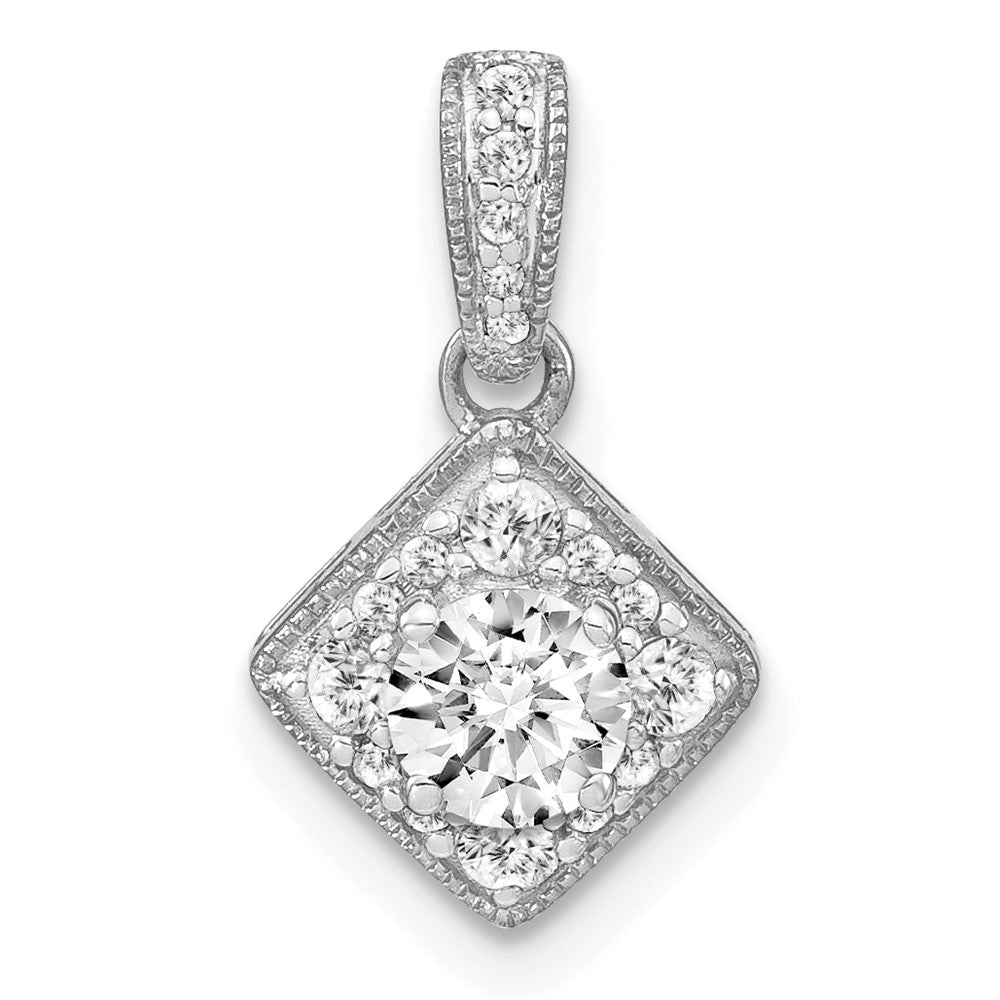 LGWP 14k White Gold 1/2 carat Lab Grown Diamond VS/SI+ G+ Square Complete Vintage Pendant
