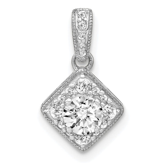 LGWP 14k White Gold 1/2 carat Lab Grown Diamond VS/SI+ G+ Square Complete Vintage Pendant