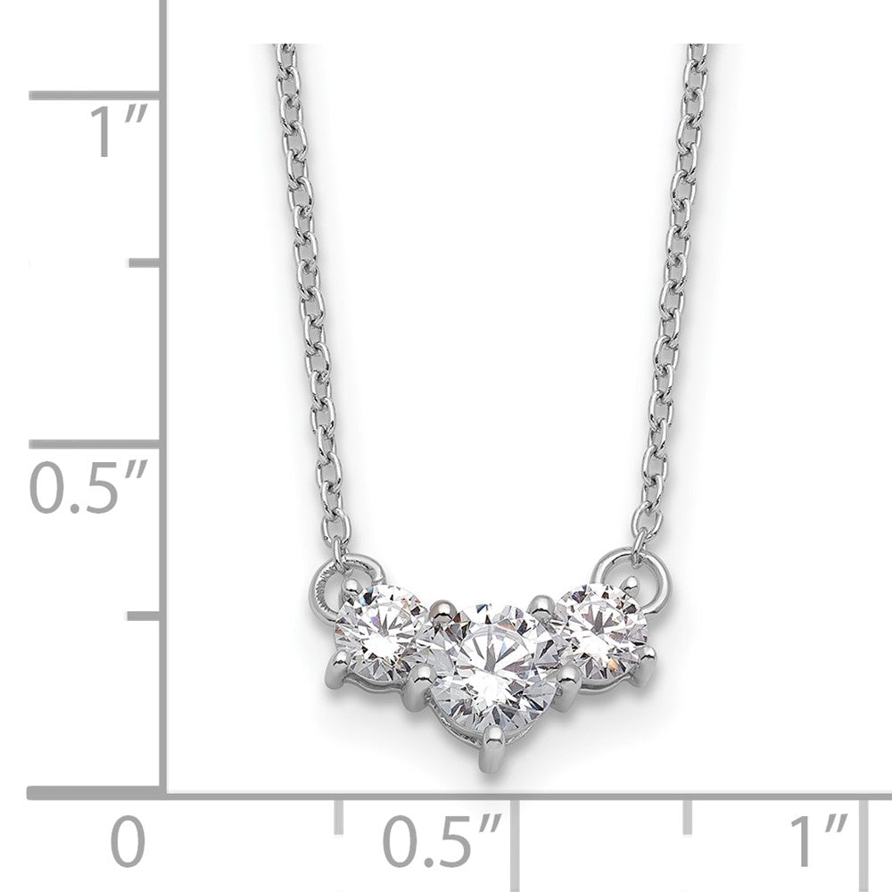 LGWN 14k White Gold 3/4 carat Lab Grown Diamond VS/SI+ G+ Round Complete 18 inch Three Stone Necklace