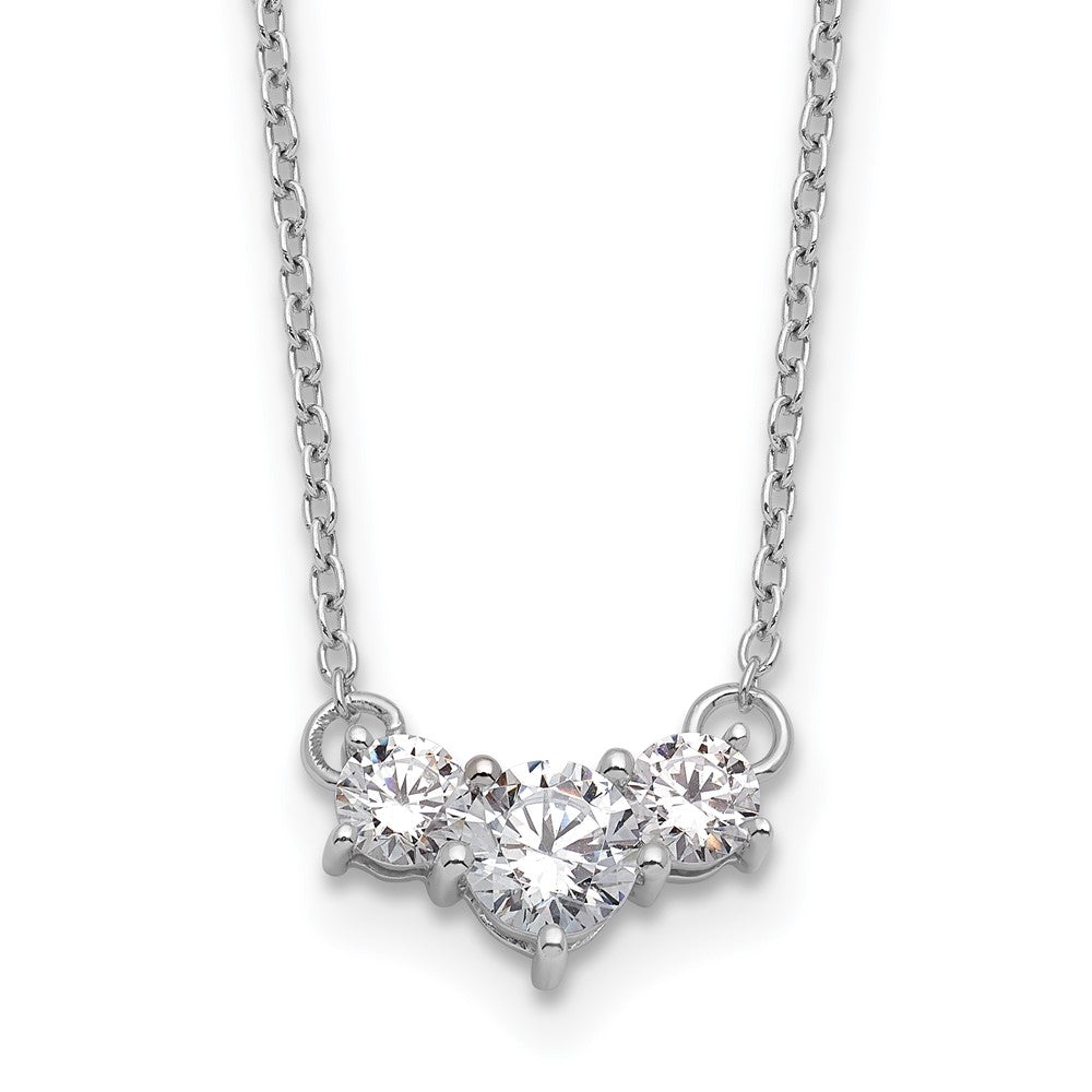 LGWN 14k White Gold 3/4 carat Lab Grown Diamond VS/SI+ G+ Round Complete 18 inch Three Stone Necklace