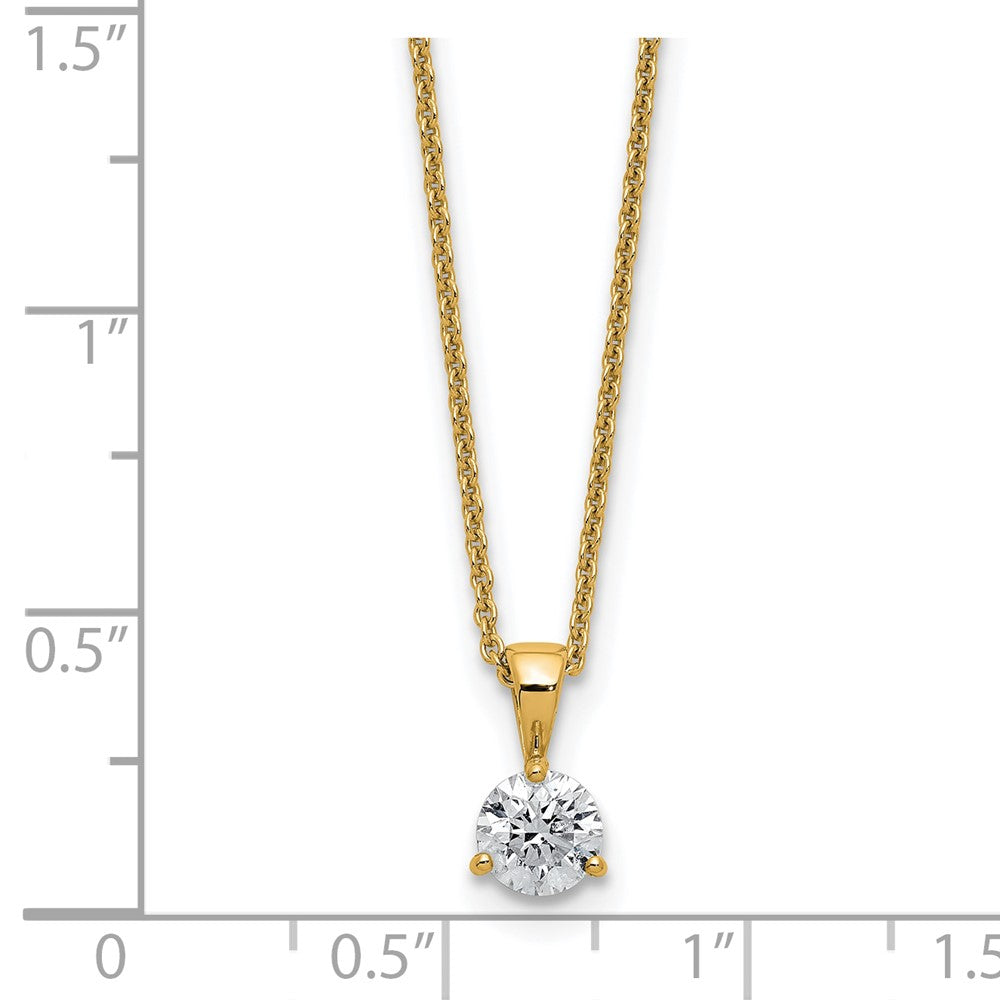 LGYN 14k 1/2 carat Lab Grown Diamond VS/SI+ G+ Three Prong 18 inch Complete Solitaire Pendant Necklace