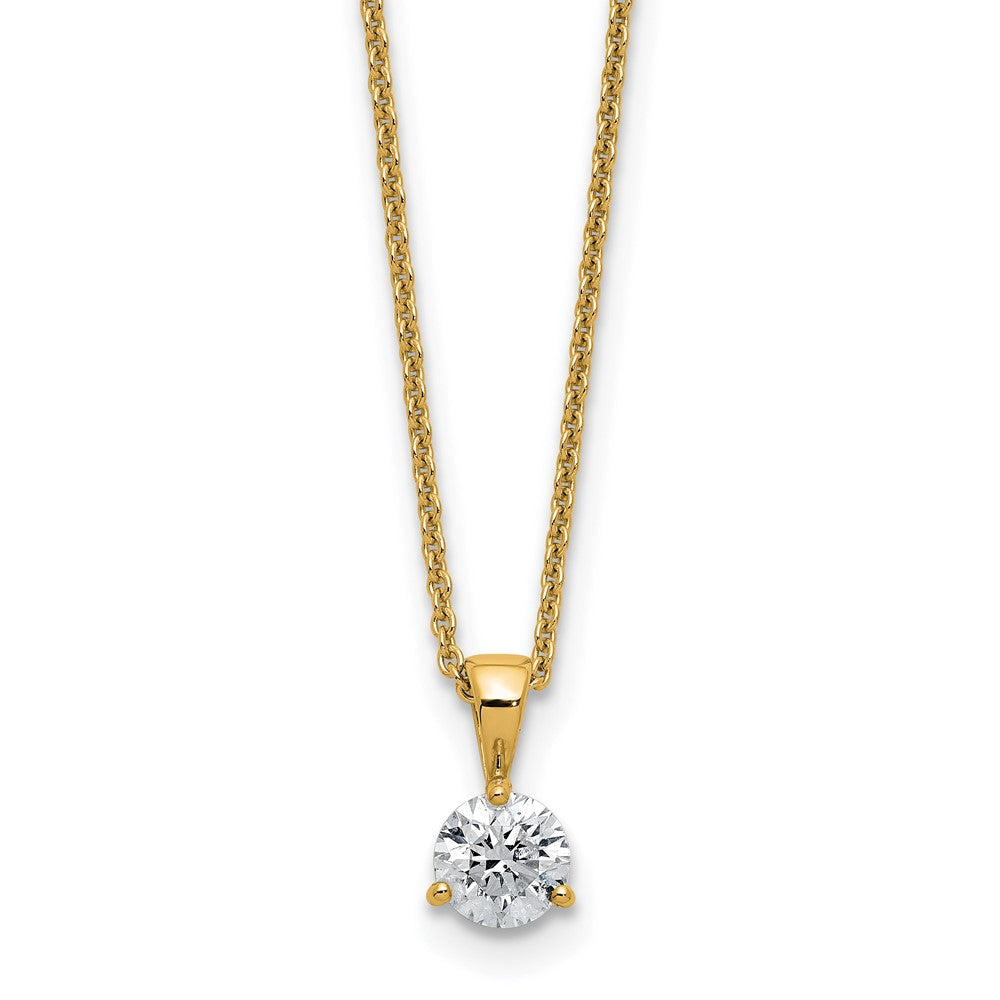 LGYN 14k 1/2 carat Lab Grown Diamond VS/SI+ G+ Three Prong 18 inch Complete Solitaire Pendant Necklace