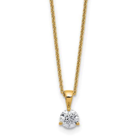 LGYN 14k 1/2 carat Lab Grown Diamond VS/SI+ G+ Three Prong 18 inch Complete Solitaire Pendant Necklace