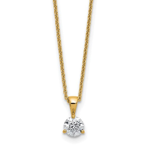 LGYN 14k 1/2 carat Lab Grown Diamond VS/SI+ G+ Three Prong 18 inch Complete Solitaire Pendant Necklace