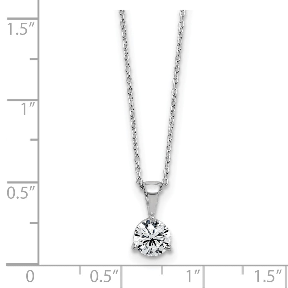 LGWN 14k White Gold 1 carat Lab Grown Diamond VS/SI+ G+ Three Prong 18 inch Complete Solitaire Pendant Necklace