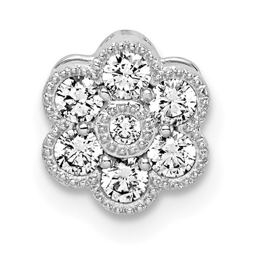 LGWP 14k White Gold 1/4 carat Lab Grown Diamond VS/SI+ G+ Complete Floral Chain Slide Pendant