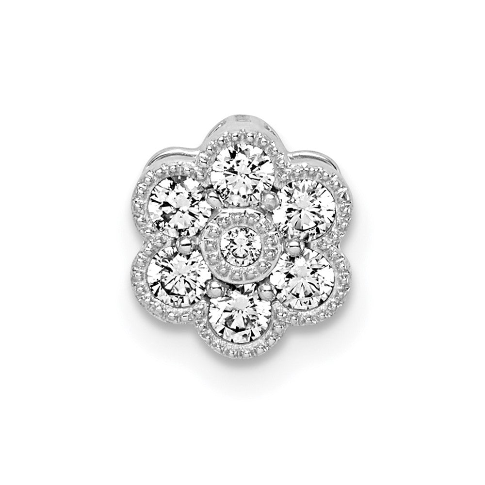 LGWP 14k White Gold 1/4 carat Lab Grown Diamond VS/SI+ G+ Complete Floral Chain Slide Pendant