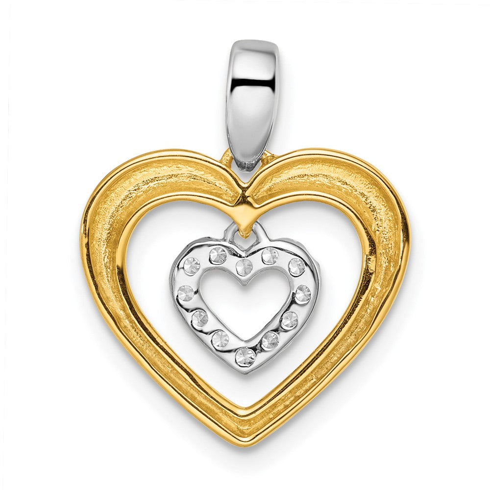 LGYP 14k Two-tone 1/6 carat Lab Grown Diamond VS/SI+ G+ Complete Dangle Double Heart Pendant