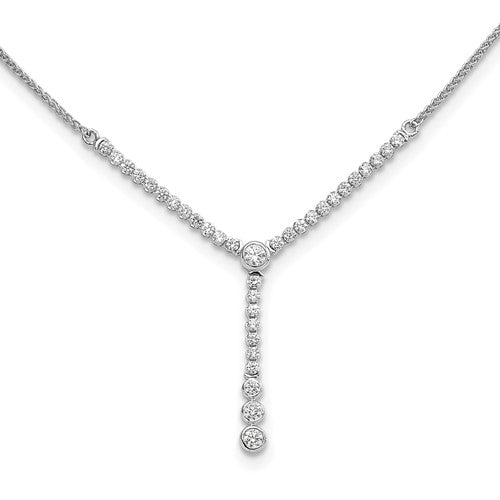 LGWN 14k White Gold 1 carat Lab Grown Diamond VS/SI+ G+ Adjustable up to 24 inch Tennis Style Bolo Necklace