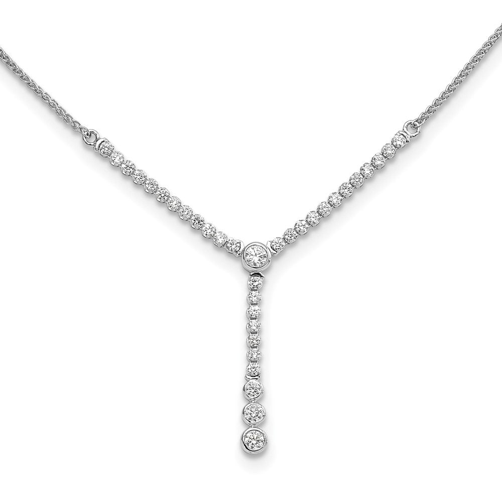 LGWN 14k White Gold 1 carat Lab Grown Diamond VS/SI+ G+ Adjustable up to 24 inch Tennis Style Bolo Necklace
