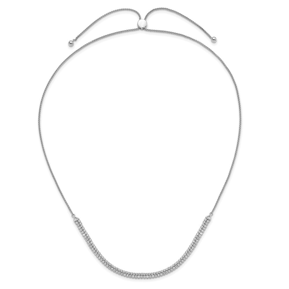 LGWN 14k White Gold 3 1/3 carat Lab Grown Diamond VS/SI+ G+ Adjustable 13.5 to 24 inch Double Row Tennis Bolo Necklace
