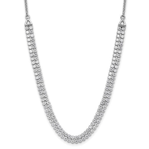 LGWN 14k White Gold 3 1/3 carat Lab Grown Diamond VS/SI+ G+ Adjustable 13.5 to 24 inch Double Row Tennis Bolo Necklace