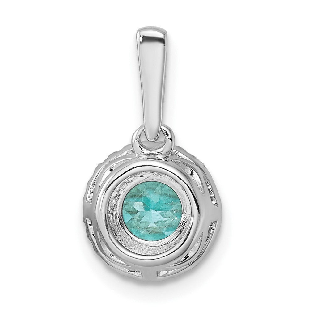 LGWP Pure Serenity 14k White Gold 1/10 carat Lab Grown Diamond VS/SI+ G+ and Lab Created Paraiba Halo Pendant