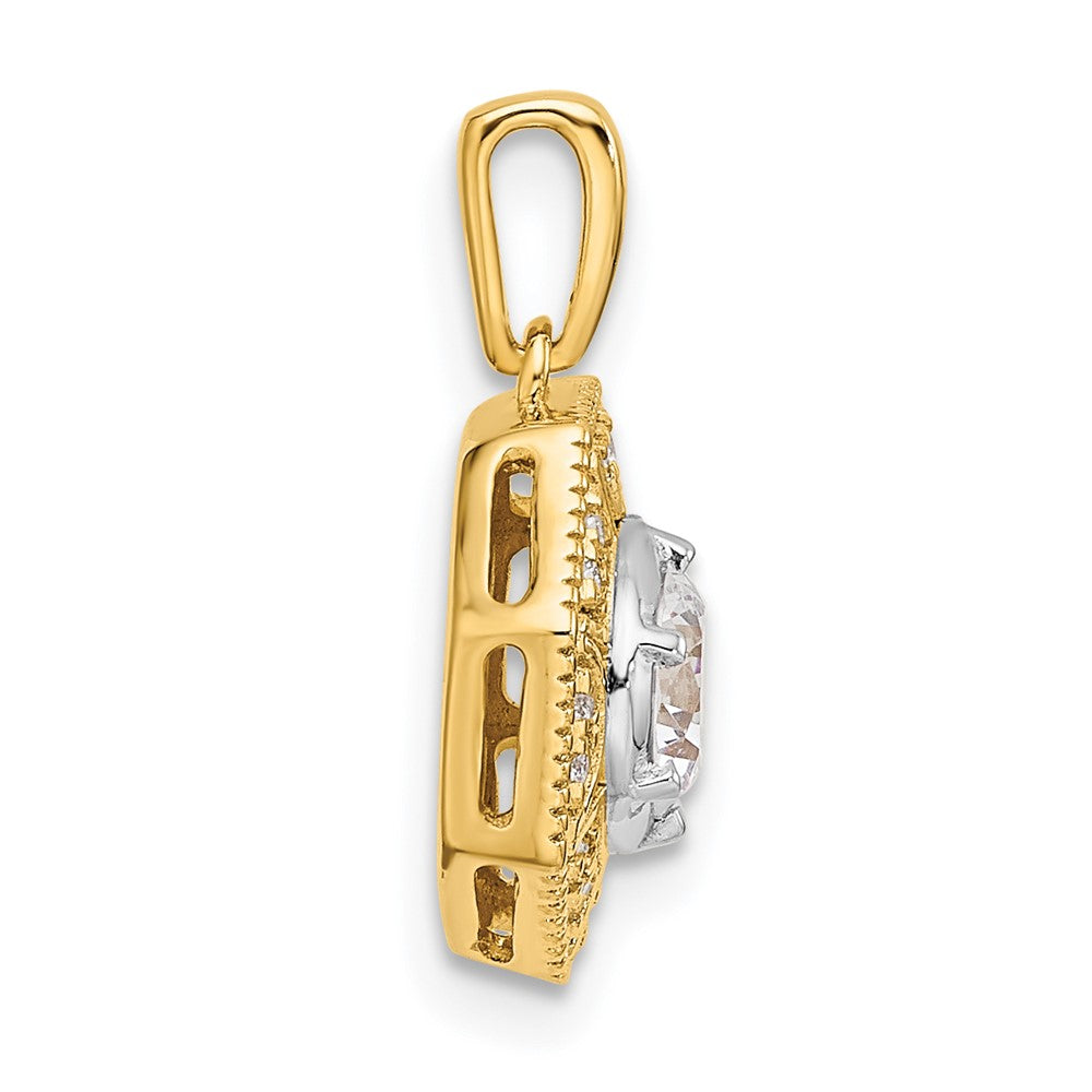 LGYP 14k Two-tone 3/4 carat Lab Grown Diamond VS/SI+ G+ Octogon Halo Pendant