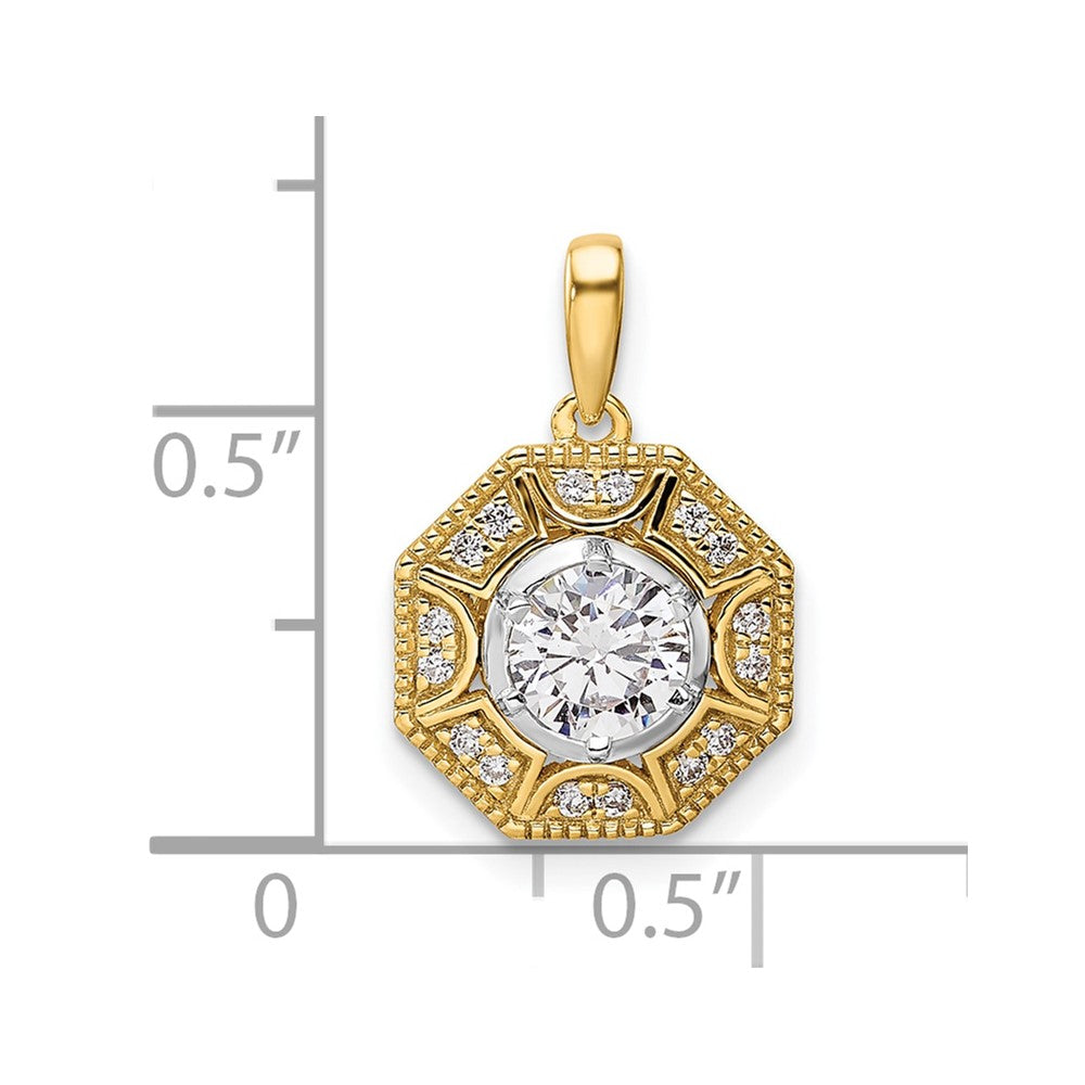 LGYP 14k Two-tone 3/4 carat Lab Grown Diamond VS/SI+ G+ Octogon Halo Pendant