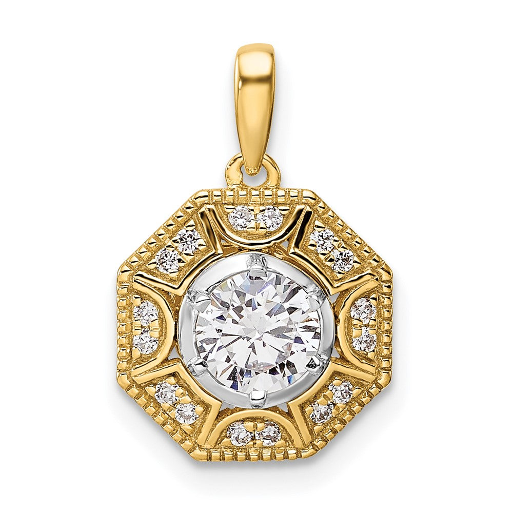 LGYP 14k Two-tone 3/4 carat Lab Grown Diamond VS/SI+ G+ Octogon Halo Pendant