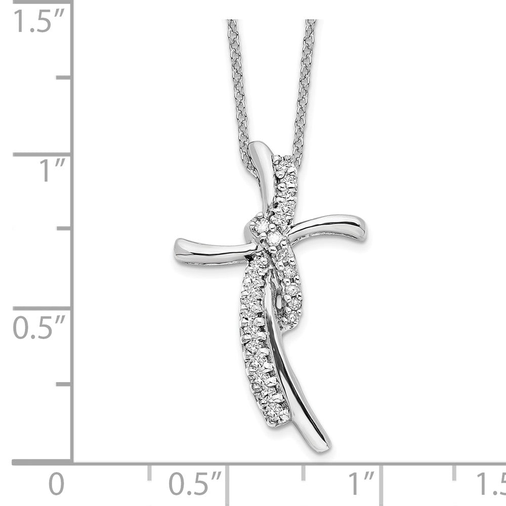 LGWN 14k White Gold 1/8 carat Lab Grown Diamond VS/SI+ G+ Complete 18 inch Cross Pendant Necklace