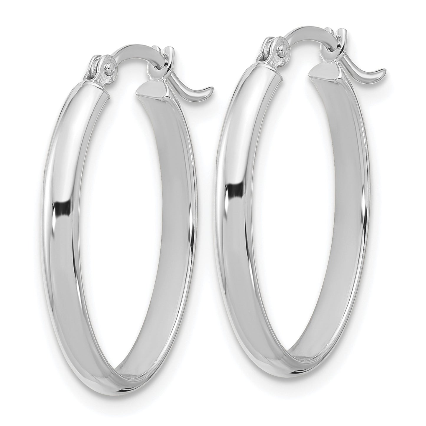 GE 14K White Gold Oval Hoop Earrings