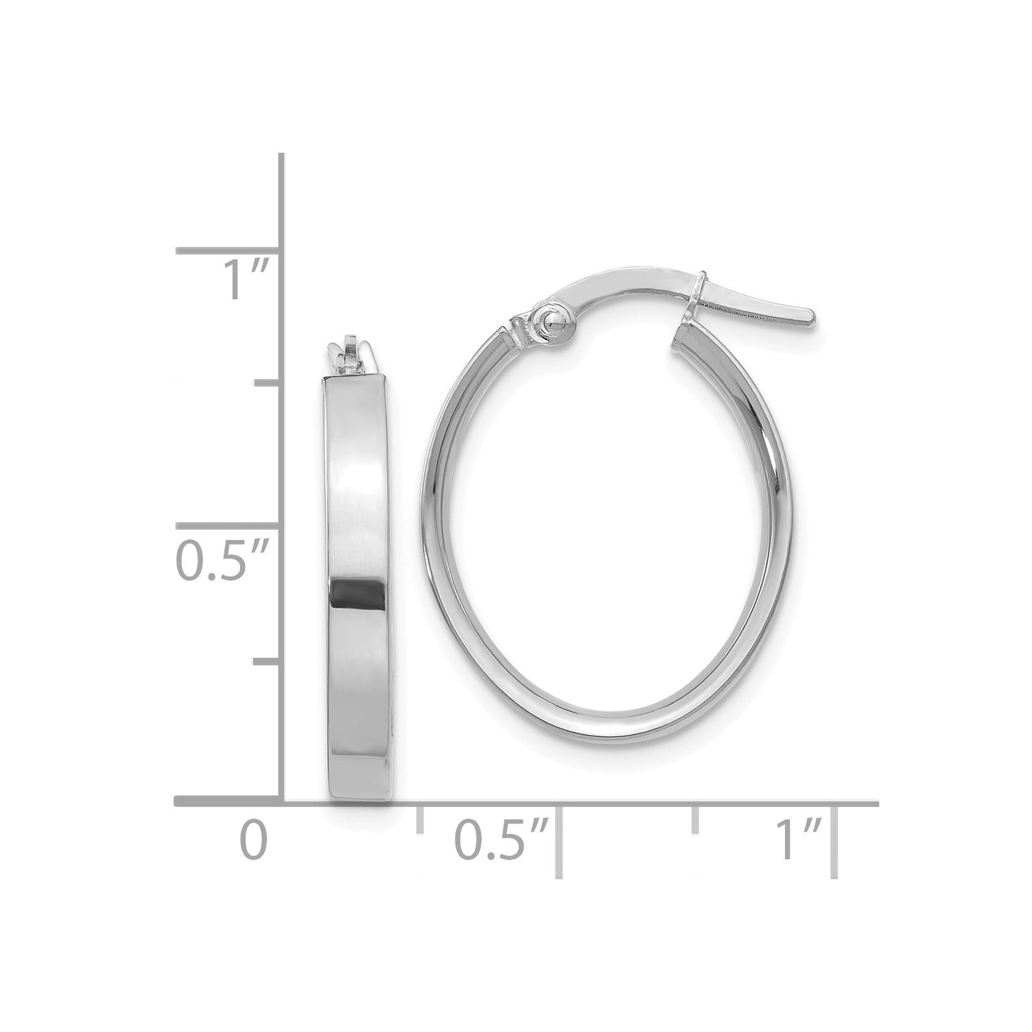 GE 14K White Gold Oval Hoop Earrings
