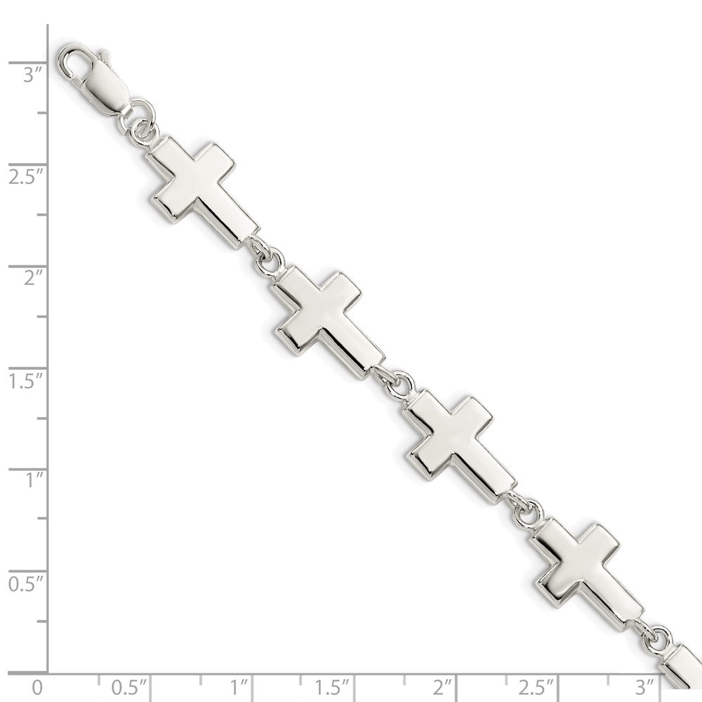 SSB Sterling Silver Crosses Bracelet