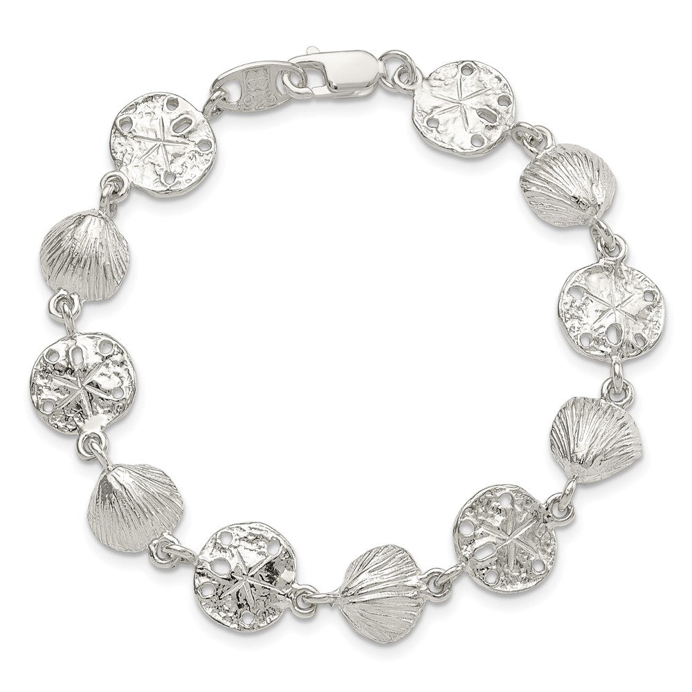 SSB Sterling Silver Seashells and Sand Dollars Bracelet