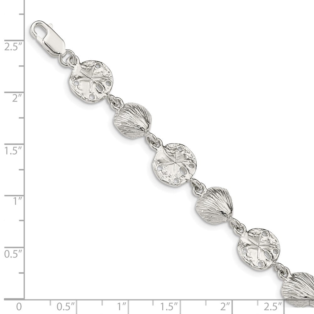 SSB Sterling Silver Seashells and Sand Dollars Bracelet