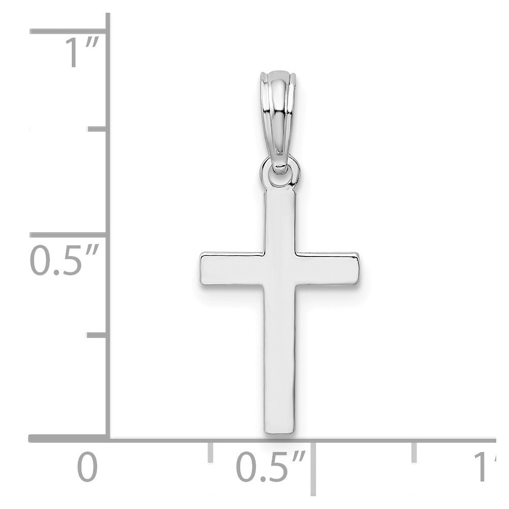 SSP Sterling Silver Rhodium-plated Polished Cross Pendant