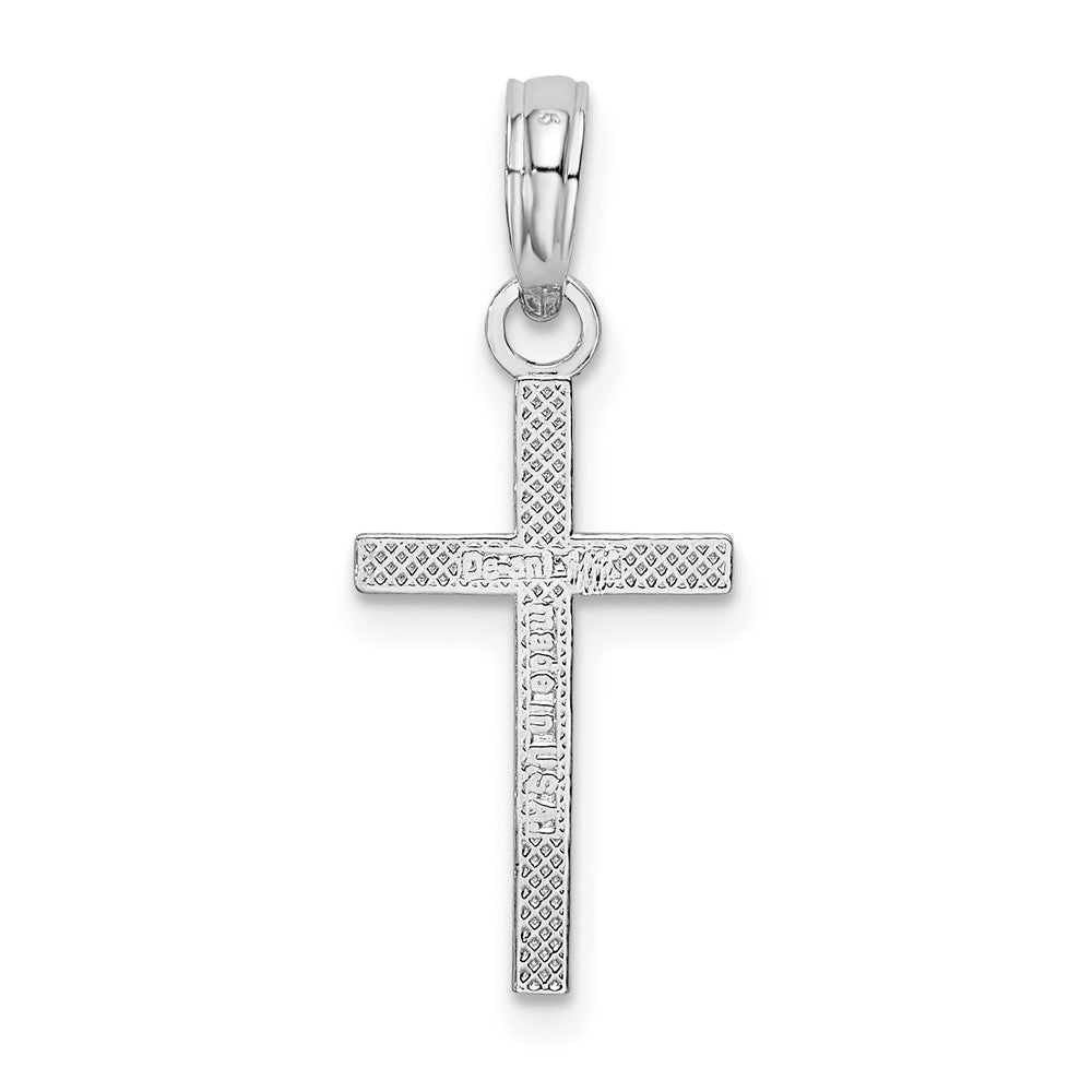 SSP De-Ani Sterling Silver Rhodium-plated Polished Flat Latin Cross Pendant