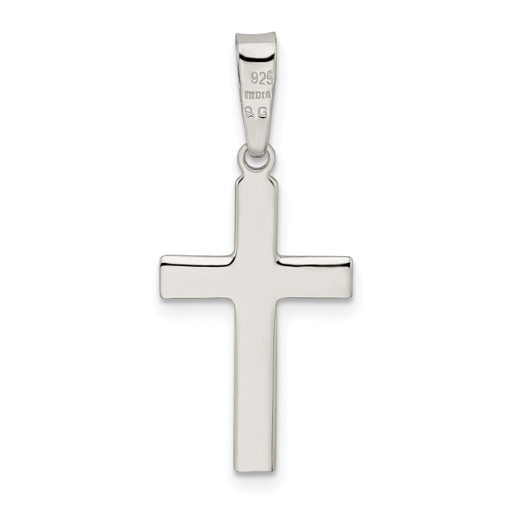 SP Sterling Silver Polished and Satin Center Latin Cross Pendant