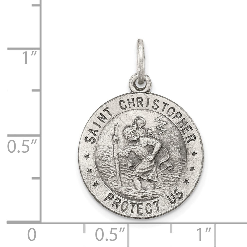 SSP Sterling Silver Antiqued St. Christopher Medal