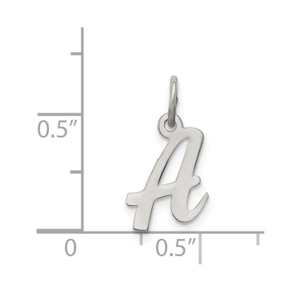 SSI Sterling Silver Rhodium-plated Script Letter A Initial Charm