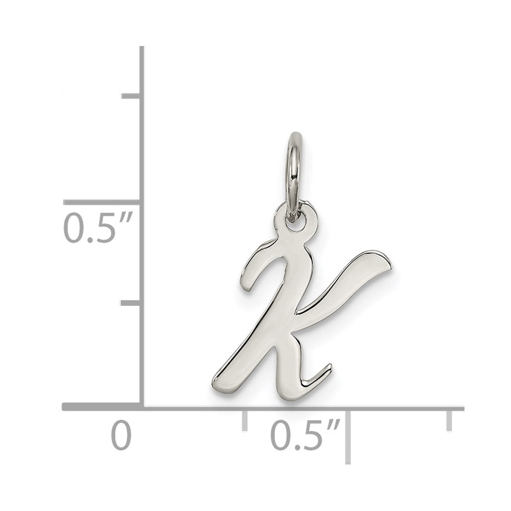 Sterling Silver Rhodium-plated Script Letter K Initial Charm