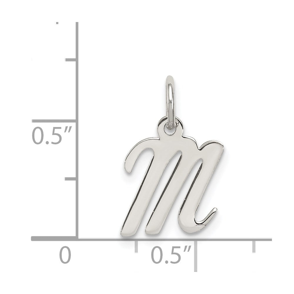 SSI Sterling Silver Rhodium-plated Script Letter M Initial Charm