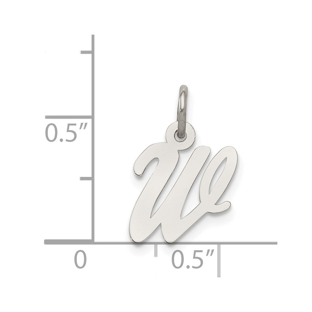 SSI Sterling Silver Rhodium-plated Script Letter W Initial Charm