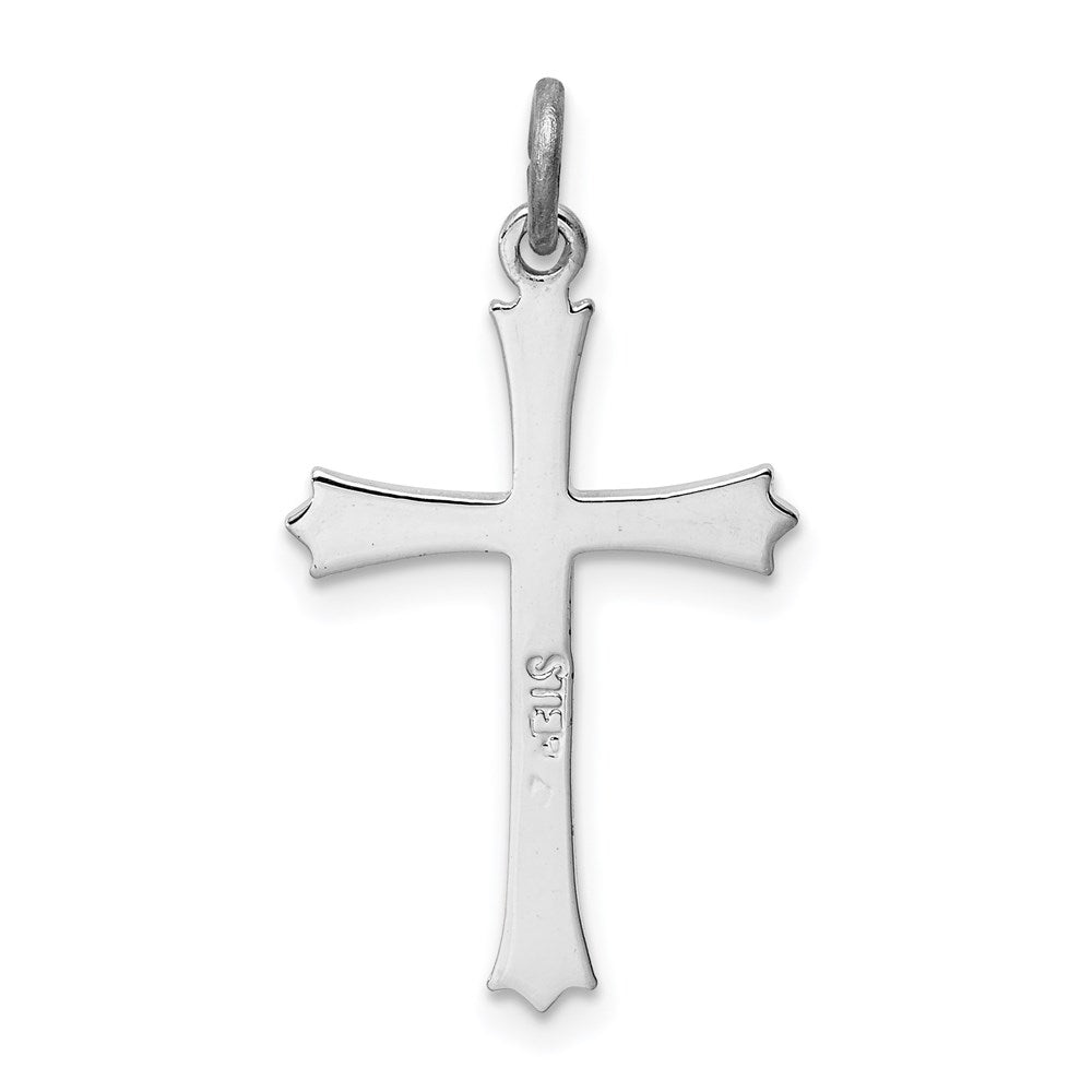 SSP Sterling Silver Platinum-plated Fleur De Lis Cross Charm