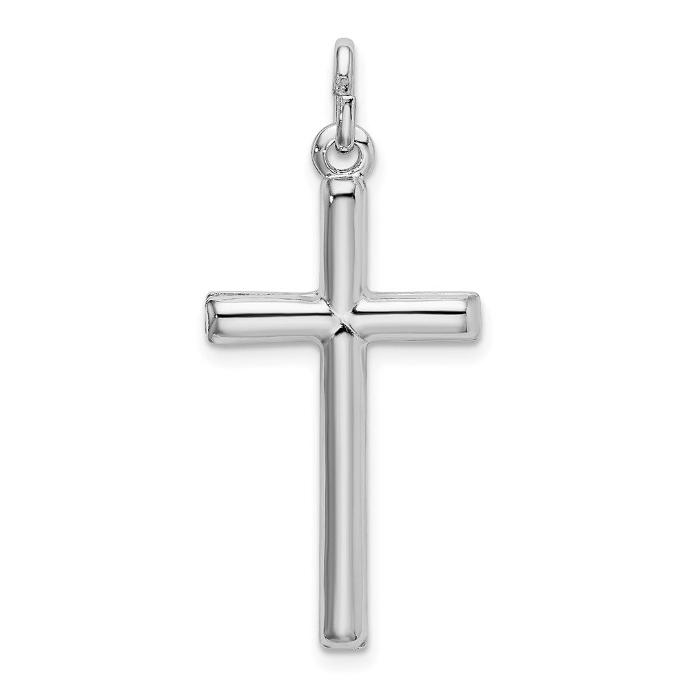SSP Sterling Silver Rhodium Plated Polished Cross Charm
