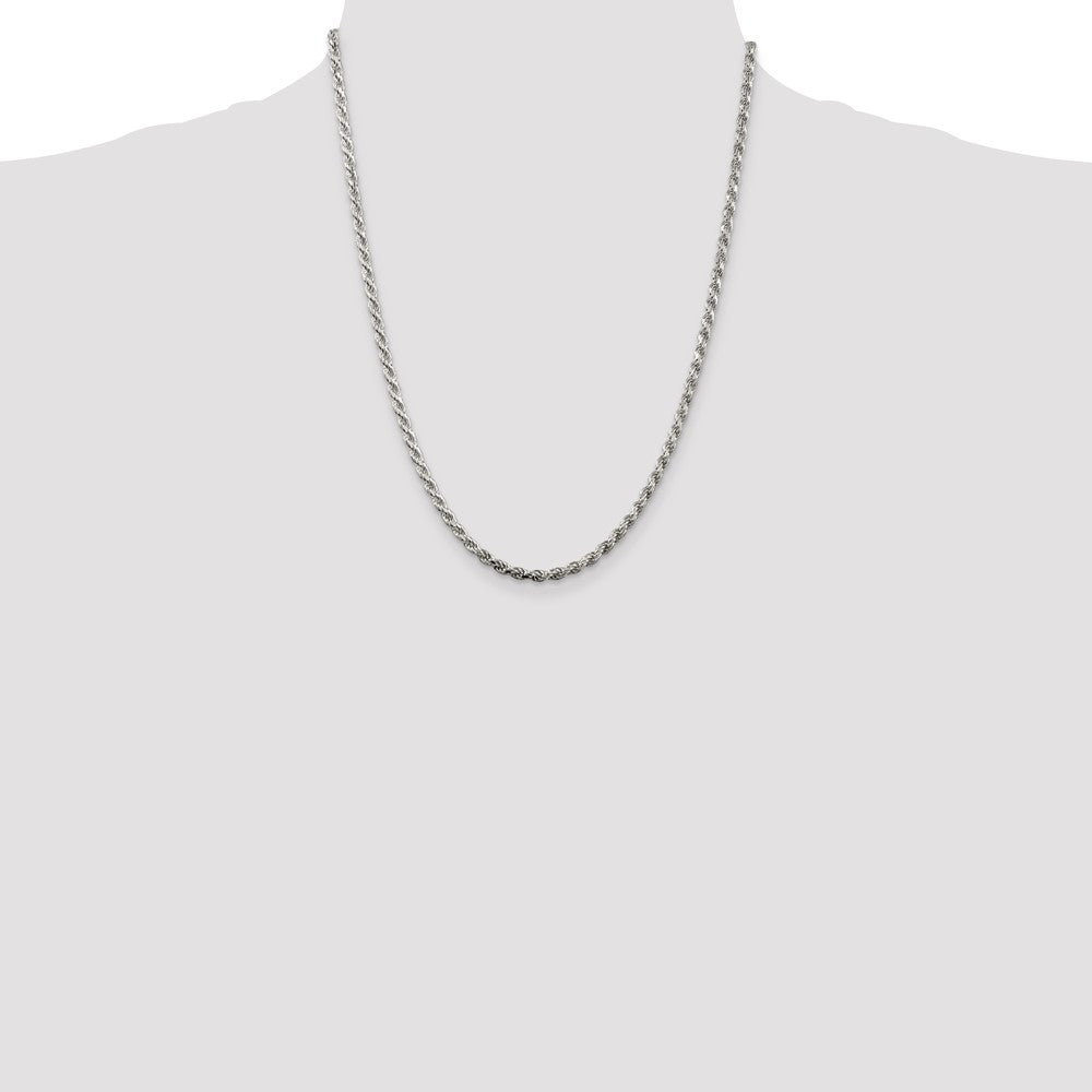 SSC Sterling Silver 3.2mm Diamond-cut Rope Chain