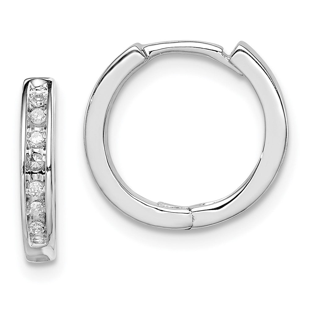 DSS Sterling Silver Rhodium Diam. Huggie Earrings
