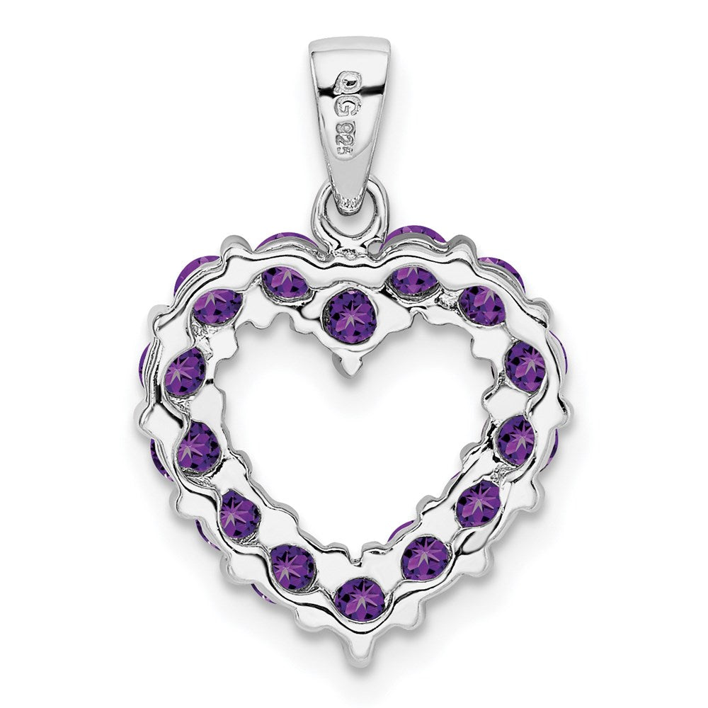 GSSP Sterling Silver Rhodium Plated Amethyst Heart Pendant