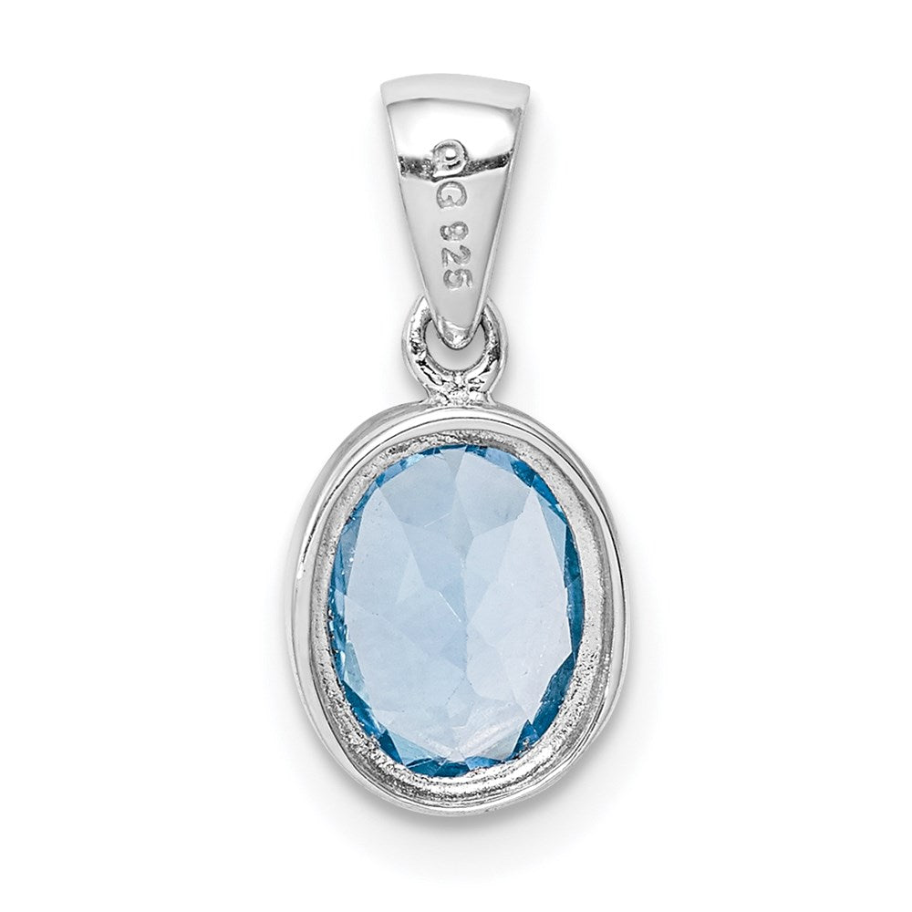 GSS Sterling Silver Rhodium Light Swiss Blue Topaz Pendant