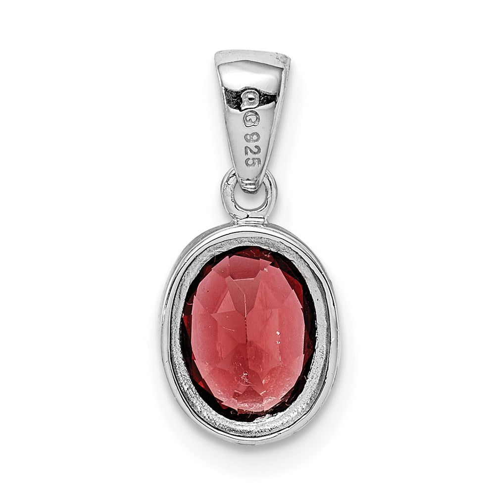 GSS Sterling Silver Rhodium Garnet Pendant