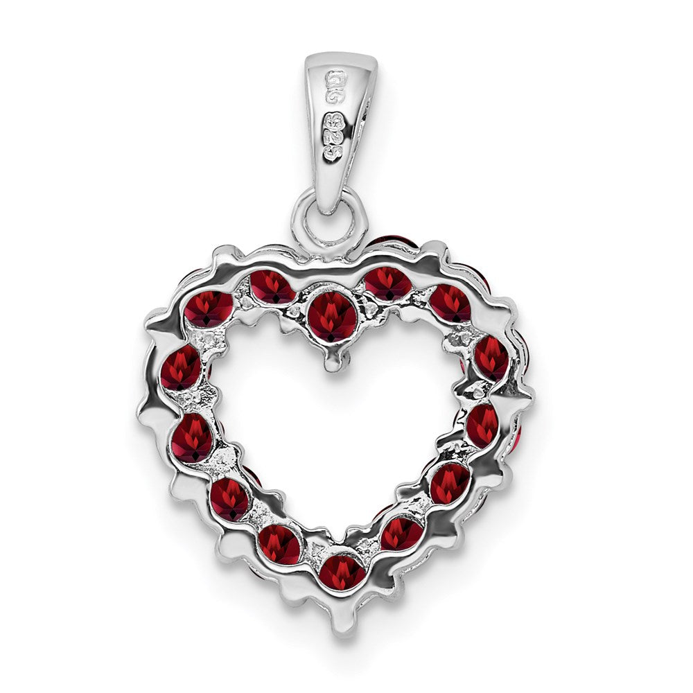 GSSP Sterling Silver Rhodium Garnet Pendant