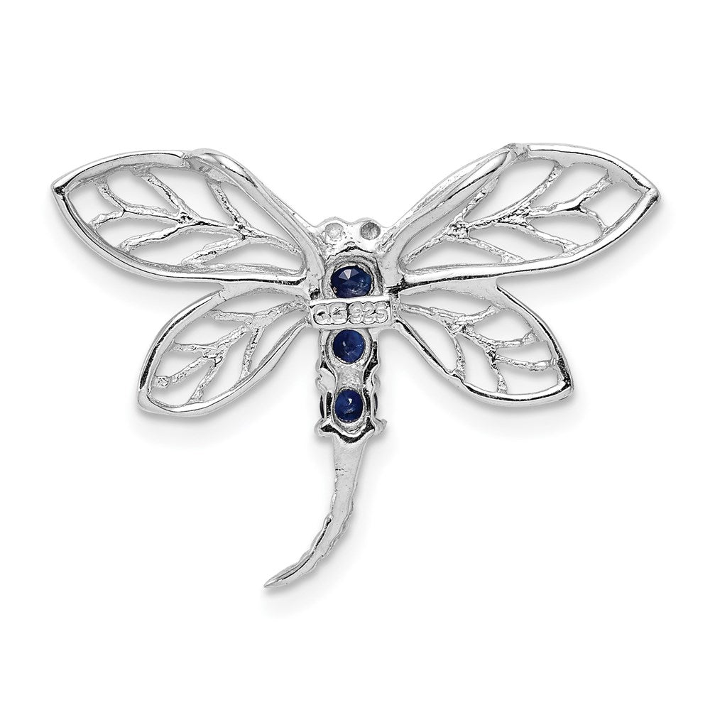 GSSP Sterling Silver Rhodium Sapphire Dragonfly Pendant
